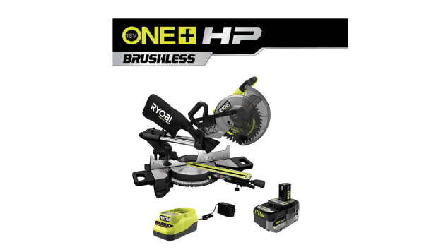 PBLMS01K ONE+ HP 18V Brushless Cordless 10 in. Sliding Compound Miter Saw Kit with 4.0 Ah HIGH PERFORMANCE Battery and Charger