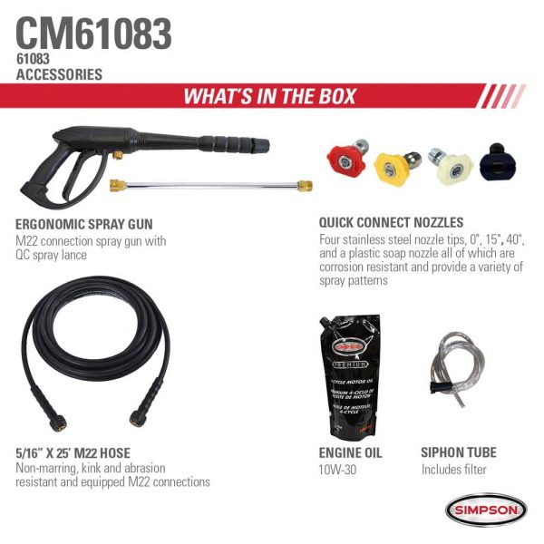SIMPSON CM61083 Clean Machine 3400 PSI 2.5 GPM Gas Cold Water Pressure Washer with CRX 210 Engine - Image 7