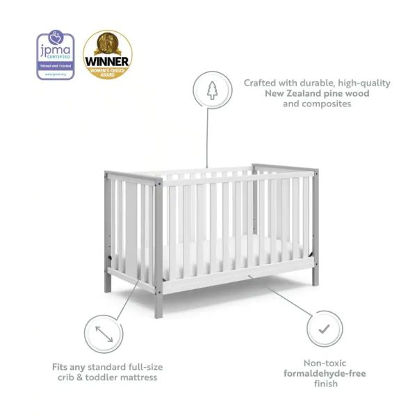 Storkcraft Modern Pacific Pebble Gray 4-in-1 Convertible Crib - Image 2