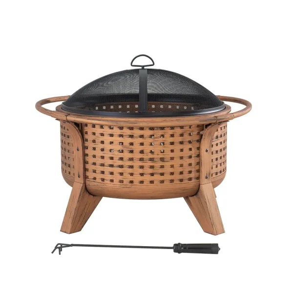 Sunjoy A301026800 Woven 30 in. Outdoor Round Wood Burning Firepit