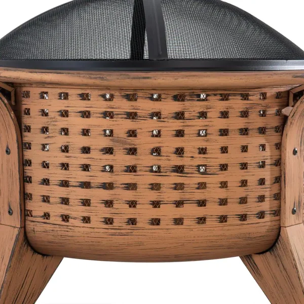 Sunjoy A301026800 Woven 30 in. Outdoor Round Wood Burning Firepit - Image 7