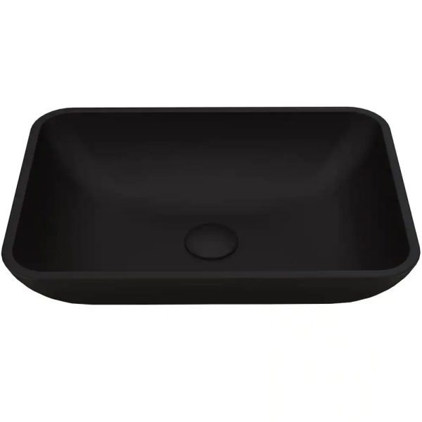 VG07110 Matte Shell Sottile Black Glass 18 in. L x 13 in. W x 4 in. H Rectangular Vessel Bathroom Sink