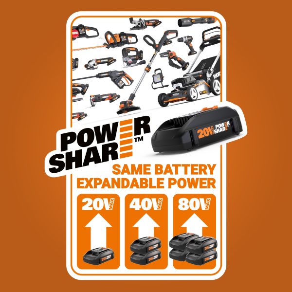 WORX WG163.10 Gt Power Share 20-volt Max 12-in Straight Cordless String Trimmer Edger Capable (Battery Included) - Image 12