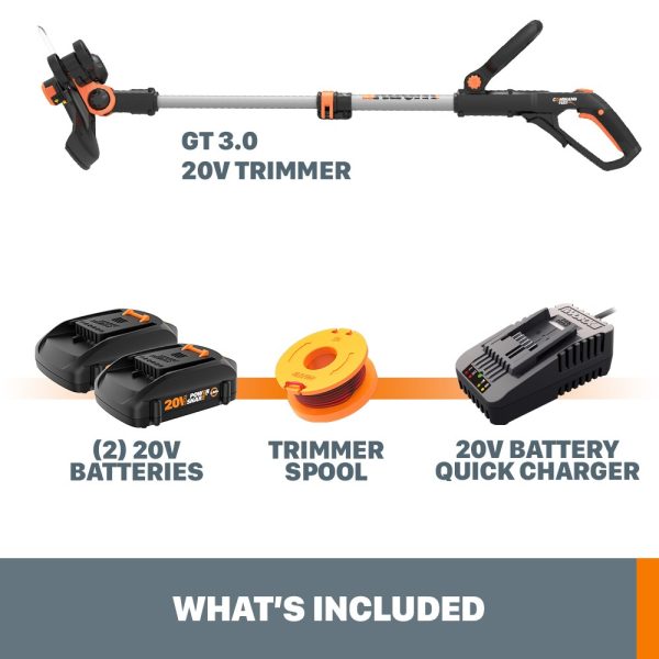 WORX WG163.10 Gt Power Share 20-volt Max 12-in Straight Cordless String Trimmer Edger Capable (Battery Included) - Image 9