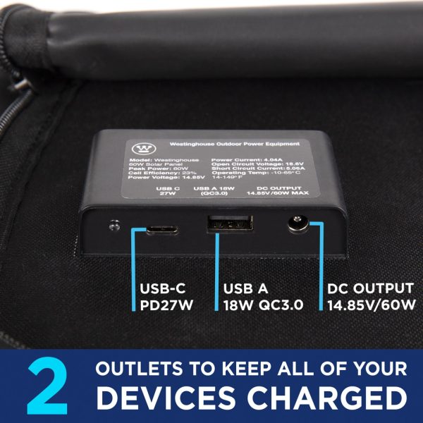 WS60P Lightweight Phone Power Station Charger RV/Camping 41.5-in x 18-in x 1-in 60-Watt Portable Solar Panel - Image 3