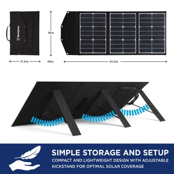 WS60P Lightweight Phone Power Station Charger RV/Camping 41.5-in x 18-in x 1-in 60-Watt Portable Solar Panel - Image 5