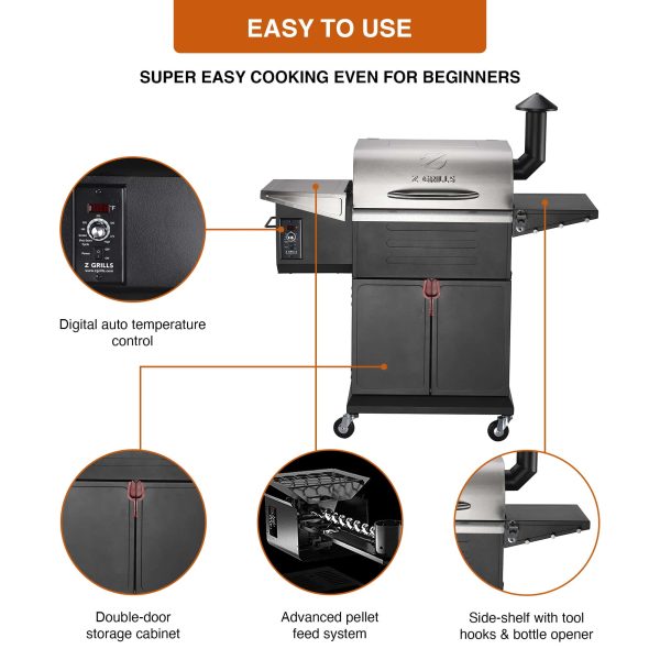 Z GRILLS ZPG-600D3E 573 sq. in. Wood Pellet Grill and Smoker 8-in-1 BBQ Stainless Steel - Image 4