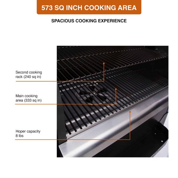 Z GRILLS ZPG-600D3E 573 sq. in. Wood Pellet Grill and Smoker 8-in-1 BBQ Stainless Steel - Image 5