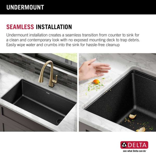 75B933-33S-BL Everest Black Granite Composite 32 in. Single Bowl Undermount Kitchen Sink with Accessories - Image 9