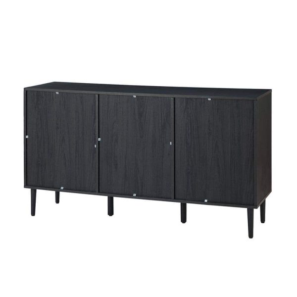 JAYDEN CREATION Mercury 56 in. Wide Black Sideboard with 3-Doors - Image 4