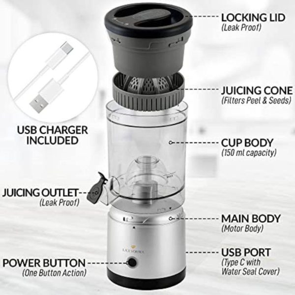 Zulay Kitchen 45-Watt Juice Vortex Lemon and Orange Juicer with USB Charger and Cleaning Brush Included - Image 6