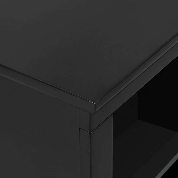 Welwick Designs  80 in. Black Transitional Wood and Glass-Door TV Stand with Cable Management (Max tv size 88 in.) - Image 5