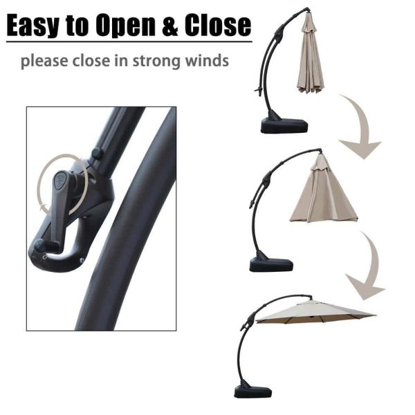 Boyel Living 12 ft. Cantilever Patio Umbrella Fade Resistant and UV Protected with Base in Beige - Image 5