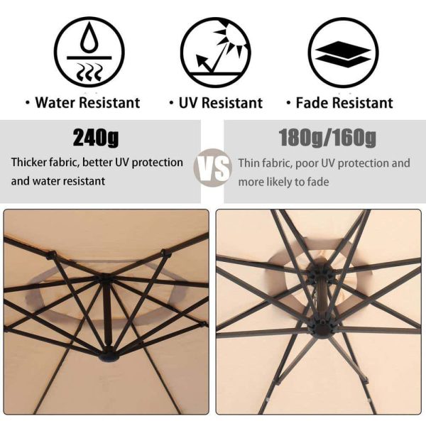 Boyel Living 12 ft. Cantilever Patio Umbrella Fade Resistant and UV Protected with Base in Beige - Image 4