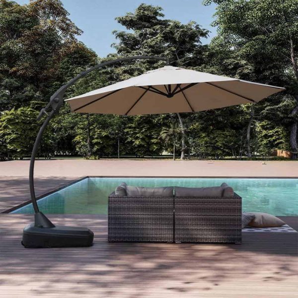 Boyel Living 12 ft. Cantilever Patio Umbrella Fade Resistant and UV Protected with Base in Beige - Image 3