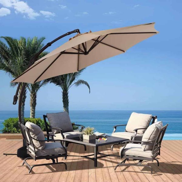 Boyel Living 12 ft. Cantilever Patio Umbrella Fade Resistant and UV Protected with Base in Beige - Image 2