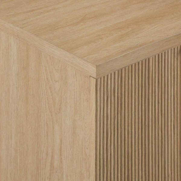 Welwick Designs Coastal Oak/Black Wood and Metal Reeded Accent Cabinet with 2 Doors - Image 9