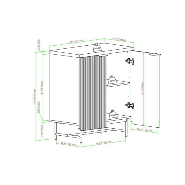 Welwick Designs Coastal Oak/Black Wood and Metal Reeded Accent Cabinet with 2 Doors - Image 12