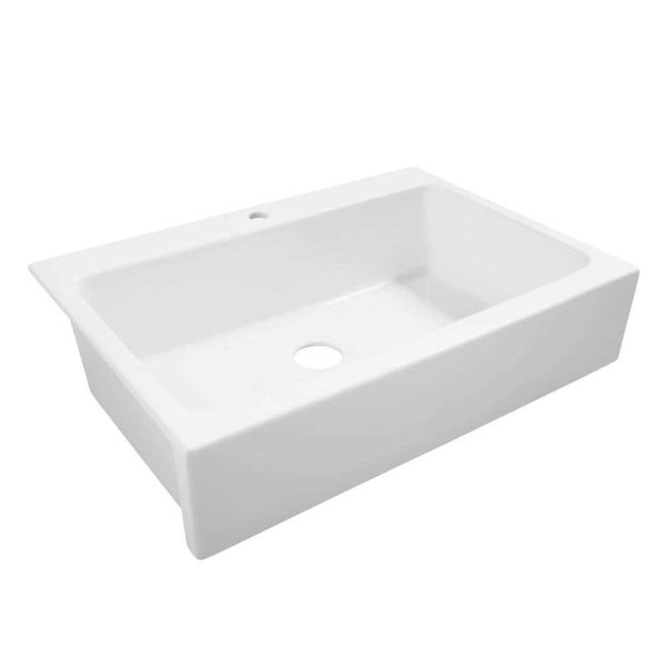 SINKOLOGY Josephine 34 in. 1-Hole Quick-Fit Farmhouse Apron Front Drop-in Single Bowl Crisp White Fireclay Kitchen Sink
