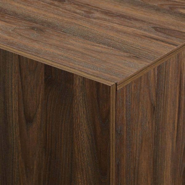 Welwick Designs  Dark Walnut Wood and Metal Accent Modern 4-Door Sideboard - Image 5
