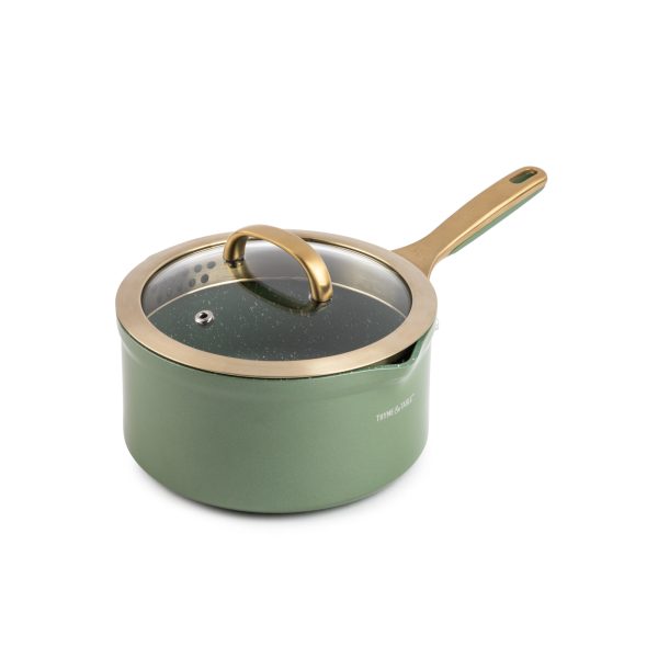 Thyme   Table Nonstick Supreme Cookware, 12-Piece Set, Olive - Image 2