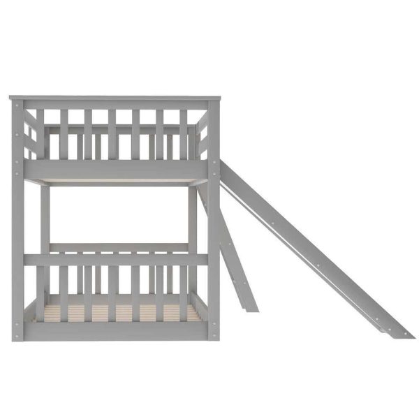 Bright Designs  Gray Solid Wood Twin Over Twin Bunk Bed with Slide and Ladder - Image 10