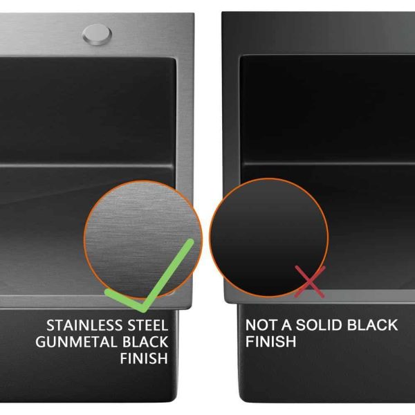 33 in. Drop-In Double Bowl 18 Gauge Gunmetal Black Stainless Steel Workstation Kitchen Sink - Image 4