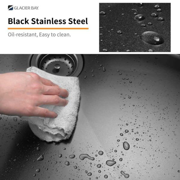 33 in. Drop-In Double Bowl 18 Gauge Gunmetal Black Stainless Steel Workstation Kitchen Sink - Image 8