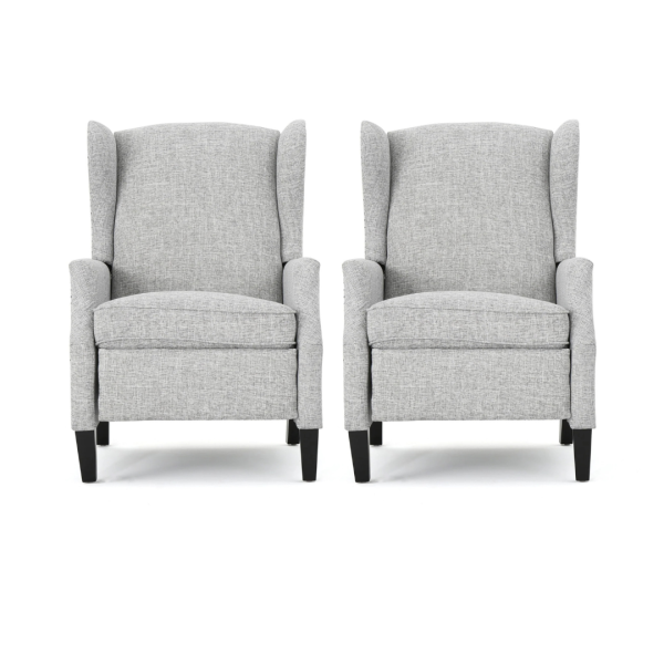 Home Wescott Contemporary Recliners (Set of 2), Light Gray Tweed + Dark Brown
