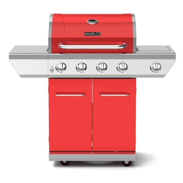 720-0830HR 4-Burner Propane Gas Grill in Red with Side Burner