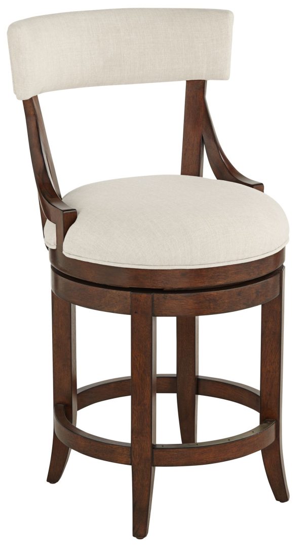 55 Downing Street Lev 24  High Distressed Walnut Linen Counter Stool - Image 10