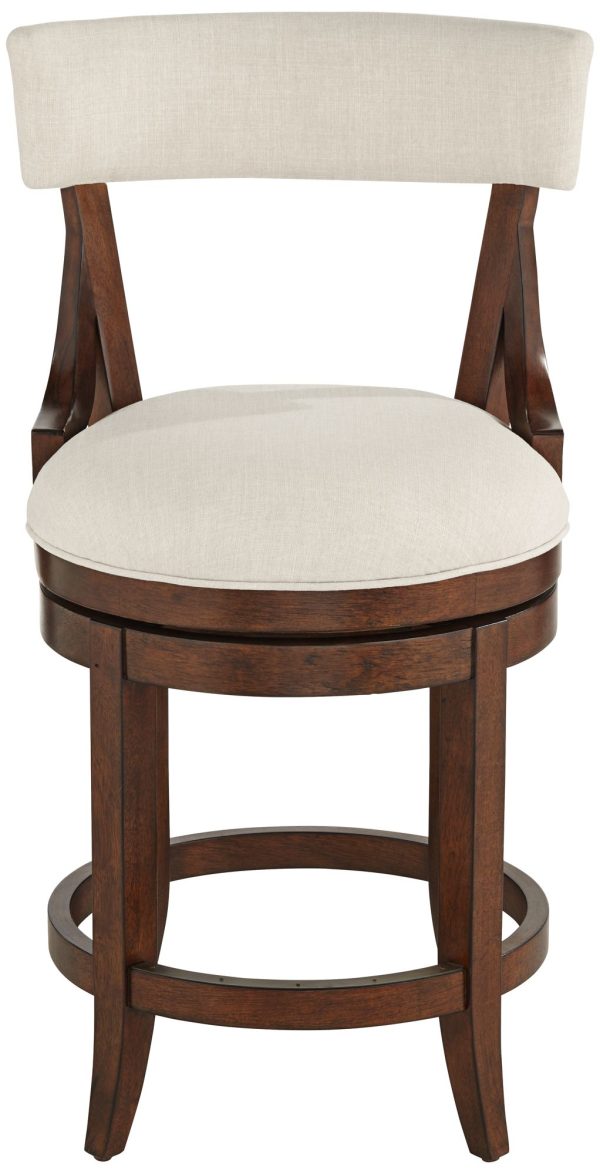 55 Downing Street Lev 24  High Distressed Walnut Linen Counter Stool - Image 6