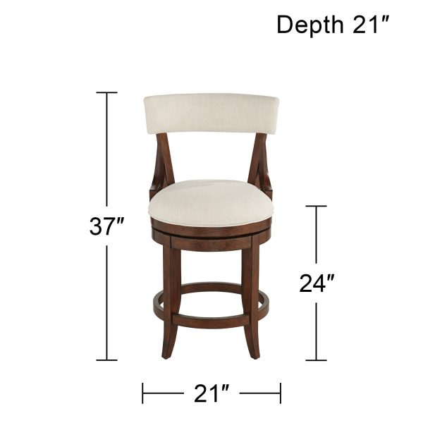 55 Downing Street Lev 24  High Distressed Walnut Linen Counter Stool - Image 2