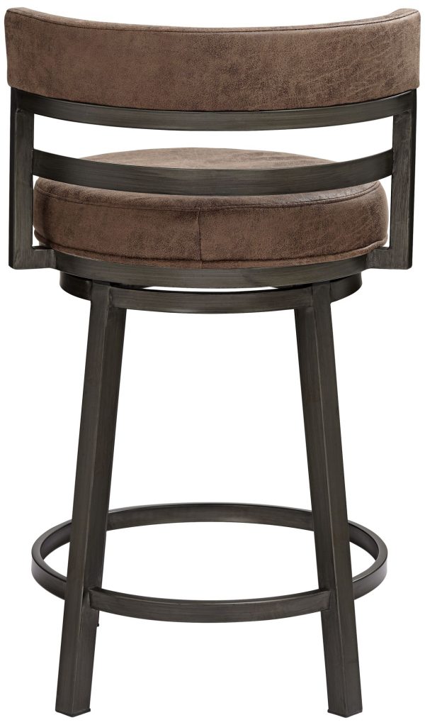Madrid 26 1/2  Bandero Tobacco Fabric Swivel Counter Stool - Image 3