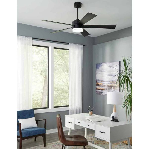 Modern Forms Wynd 52 in. Smart Indoor/Outdoor 5-Blade Ceiling Fan Matte Black with 3000K LED and Remote Control - Image 2