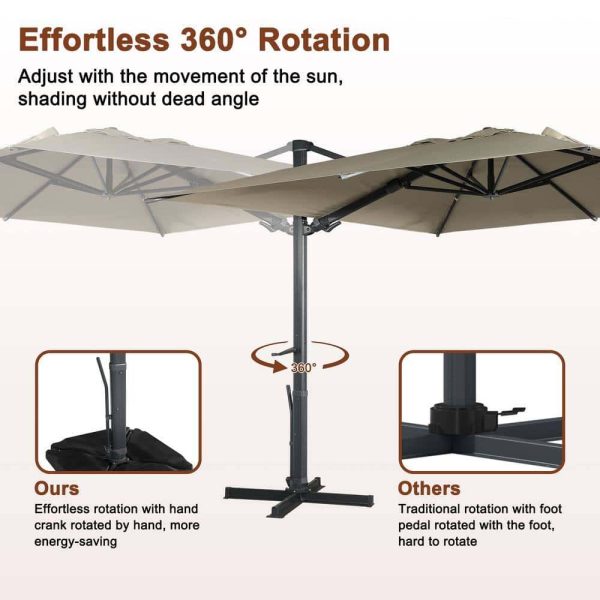 Mondawe 10 ft. x 13ft. Aluminum Cantilever Outdoor Patio Umbrella Bluetooth Atmosphere Light 360-Degree Rotationin Taupe w/Base - Image 4