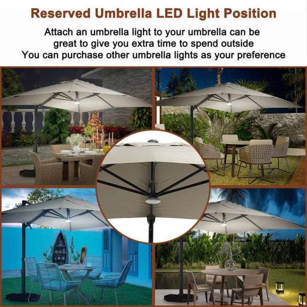 Mondawe 10 ft. x 13ft. Aluminum Cantilever Outdoor Patio Umbrella Bluetooth Atmosphere Light 360-Degree Rotationin Taupe w/Base - Image 2