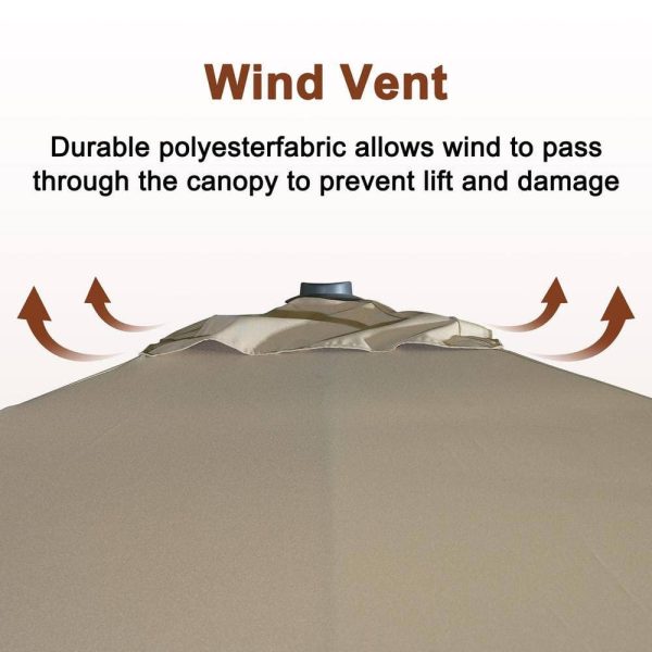 Mondawe 10 ft. x 13ft. Aluminum Cantilever Outdoor Patio Umbrella Bluetooth Atmosphere Light 360-Degree Rotationin Taupe w/Base - Image 11