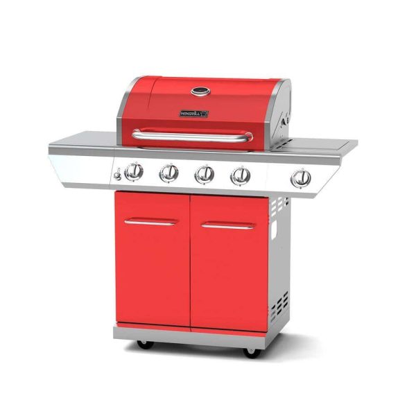 720-0830HR 4-Burner Propane Gas Grill in Red with Side Burner - Image 3