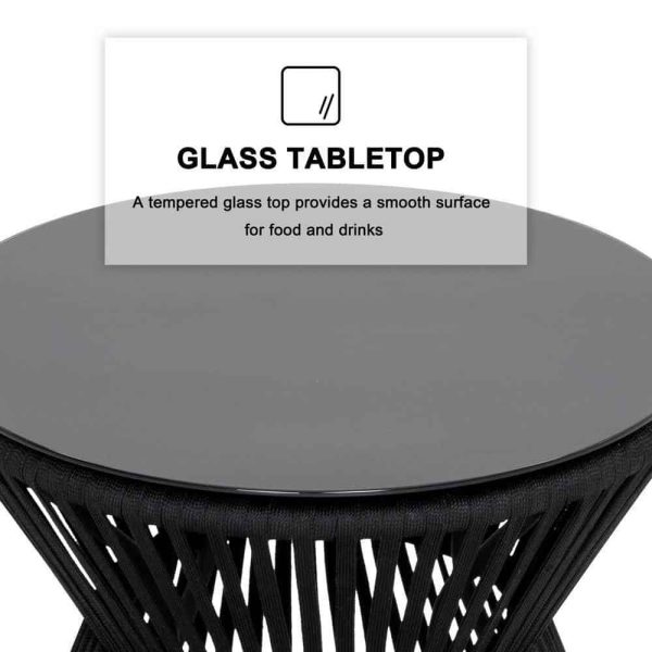 3-Piece Aluminum Outdoor Dining Patio Bistro Set with White Cushion - Image 6