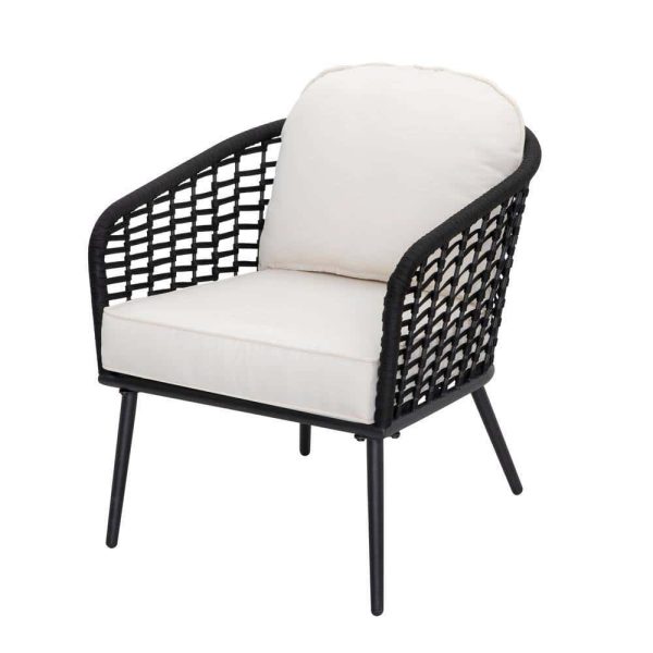 3-Piece Aluminum Outdoor Dining Patio Bistro Set with White Cushion - Image 3