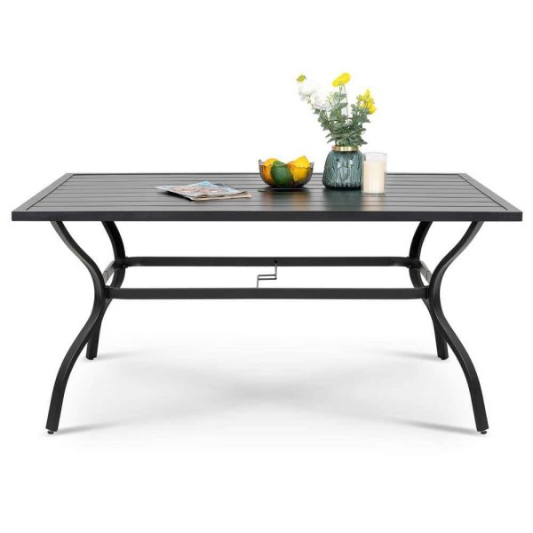 7-Pieces Rust-Free Metal Outdoor Patio Dining Set with 6 Textilene Dining Chairs and Rectangular Dining Table - Image 7