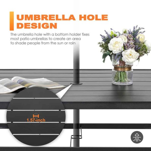 7-Pieces Rust-Free Metal Outdoor Patio Dining Set with 6 Textilene Dining Chairs and Rectangular Dining Table - Image 6