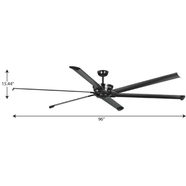 Progress Lighting Huff Collection Indoor/Outdoor 96 in. Six-Blade Black Modern Ceiling Fan with Six-Speed Remote - Image 4