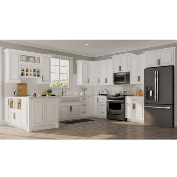 Bay KCSB36-SW  36 in. W x 24 in. D x 34.5 in. H Ready to Assemble Corner Sink Base Kitchen Cabinet in Satin White without Shelf - Image 7