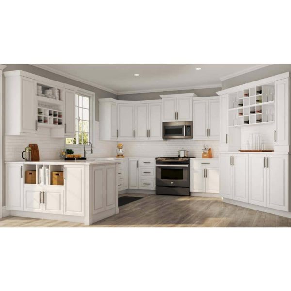 Bay KCSB36-SW  36 in. W x 24 in. D x 34.5 in. H Ready to Assemble Corner Sink Base Kitchen Cabinet in Satin White without Shelf - Image 8