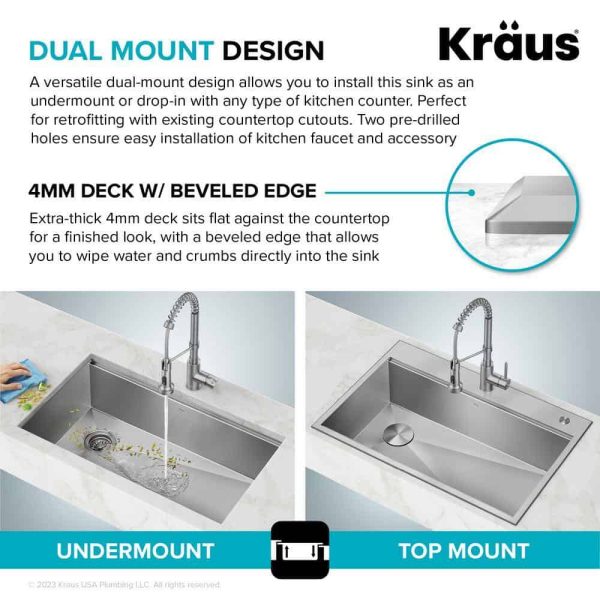 Loften 33 in. Drop-in/Undermount Double Bowl Stainless Steel Kitchen Workstation Sink with Faucet and Accessories - Image 9