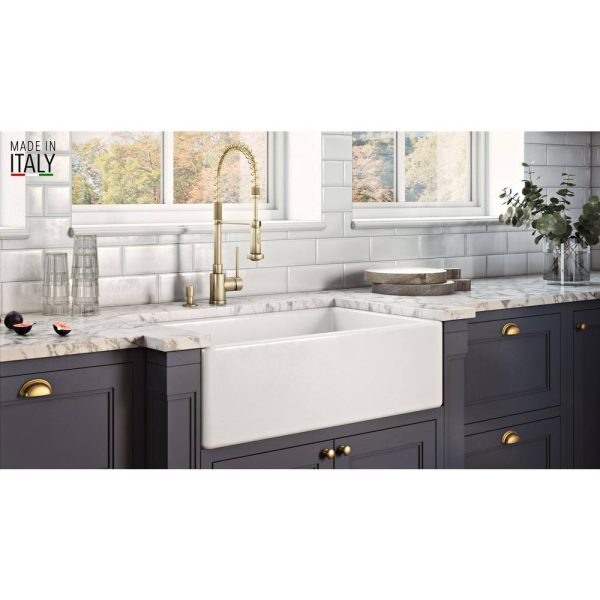Ruvati 1003280743 30 in. x 20 in. Fireclay Reversible Farmhouse Apron-Front Single Bowl Kitchen Sink in White - Image 3